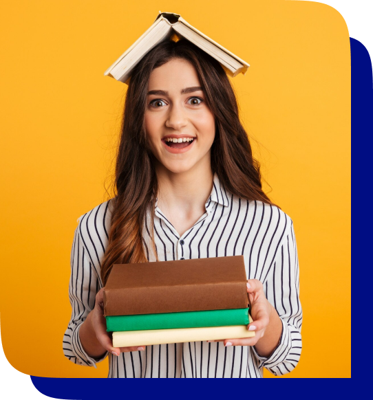a girl with books